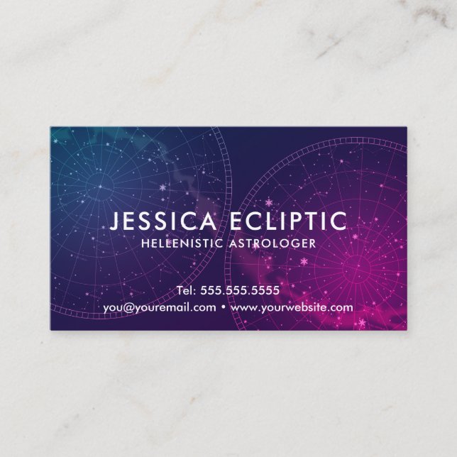 Astrology Constellations Chart (Color) Astrologer Business Card (Front)