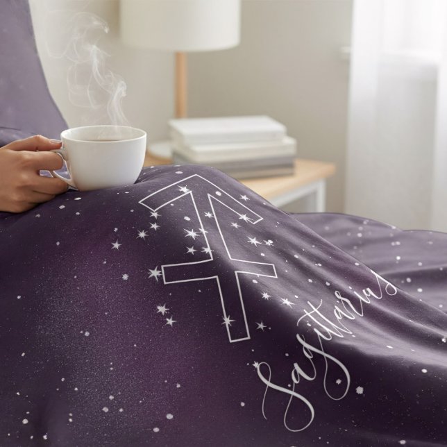 Astrology Duvet Cover Sagittarius Zodiac Sign  (Celebrate your adventurous spirit and fierce independence with our Sagittarius zodiac duvet cover)