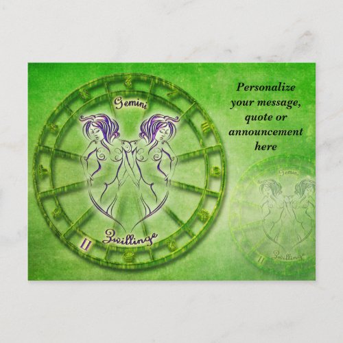 Astrology Gemini Horoscope Personalize Message Announcement Postcard