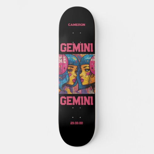 Astrology Graffiti Gemini Zodiac Skateboard 