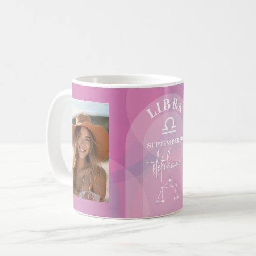 Astrology Libra Zodiac Sign Photo Custom Birthdate Coffee Mug