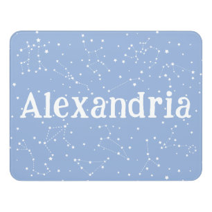 Astrology Pastel Blue Stars Name Constellation Door Sign
