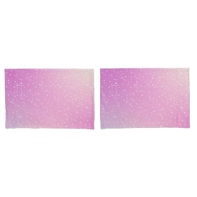 Astrology Pink Gradient Aura Stars Constellation Pillow Case (Front-Set)