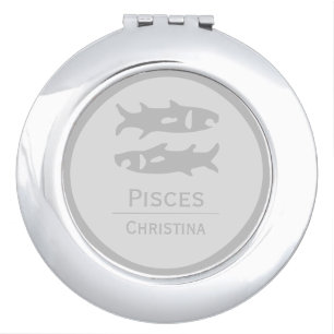 Astrology Pisces Sign of the Zodiac Design Compact Mirror