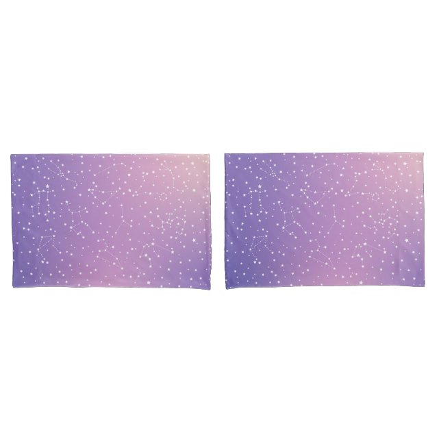 Astrology Purple Pink Aura Stars Constellation Pillow Case (Front-Set)