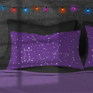 Astrology Purple White Stars Night Constellation Pillow Case