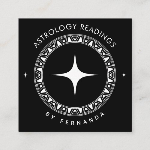 Astrology Readings Black  White Sparkle Mystical Square Business Card