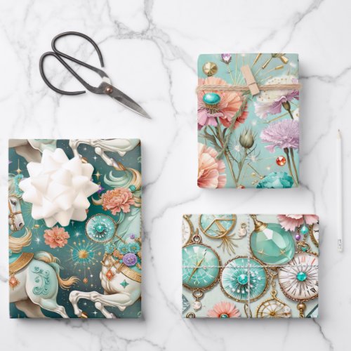 Astrology Sagittarius Birth Month Flower Crystals Wrapping Paper Sheets