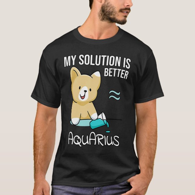Astrology Saying Cute Cat Zodiac Sign Aquarius T-Shirt (Front)