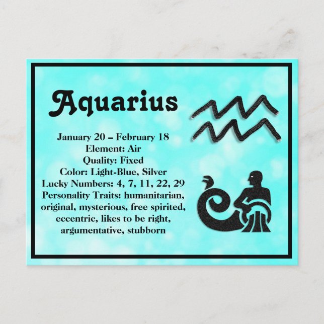 Astrology Sign Aquarius Horoscope Zodiac Postcard (Front)