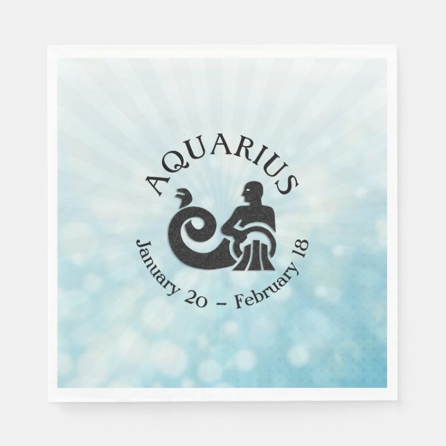Astrology Sign Aquarius Horoscope Zodiac Symbol Napkins (Front)