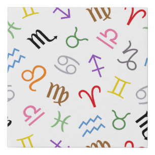Astrology Sign Symbols Lg Pattern Color+White