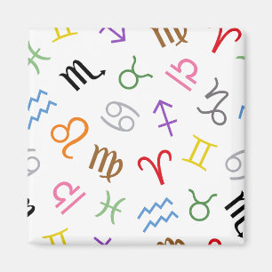 Astrology Sign Symbols Lg Pattern Color+White Magnet