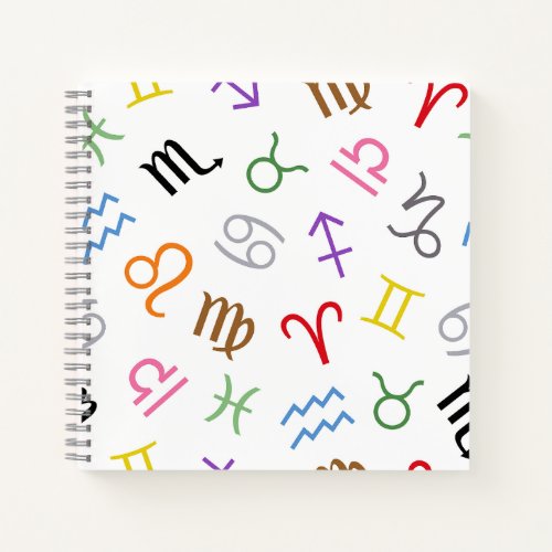 Astrology Sign Symbols Lg Pattern ColorWhite Notebook
