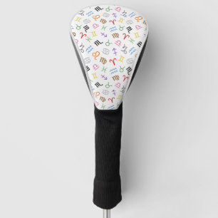 Astrology Sign Symbols Pattern Color+White Golf Head Cover