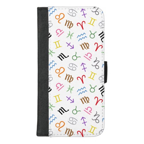 Astrology Sign Symbols Pattern ColorWhite iPhone 87 Plus Wallet Case