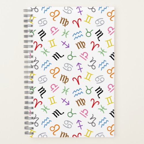 Astrology Sign Symbols Pattern ColorWhite Notebook