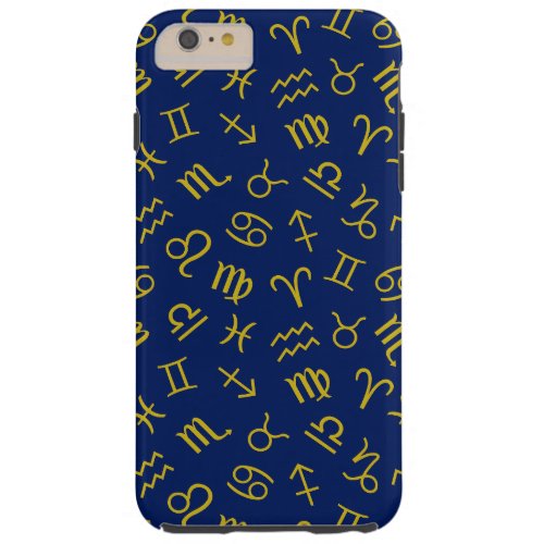 Astrology Sign Symbols Pattern GoldDk Blue Tough iPhone 6 Plus Case