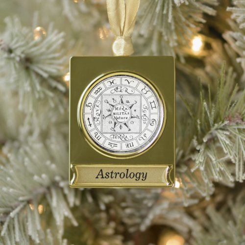 Astrology Signs of the Zodiac Personalized Gold Plated Banner Ornament
