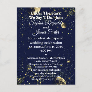 Astrology & Starry Night Theme Celestial Wedding Holiday Postcard