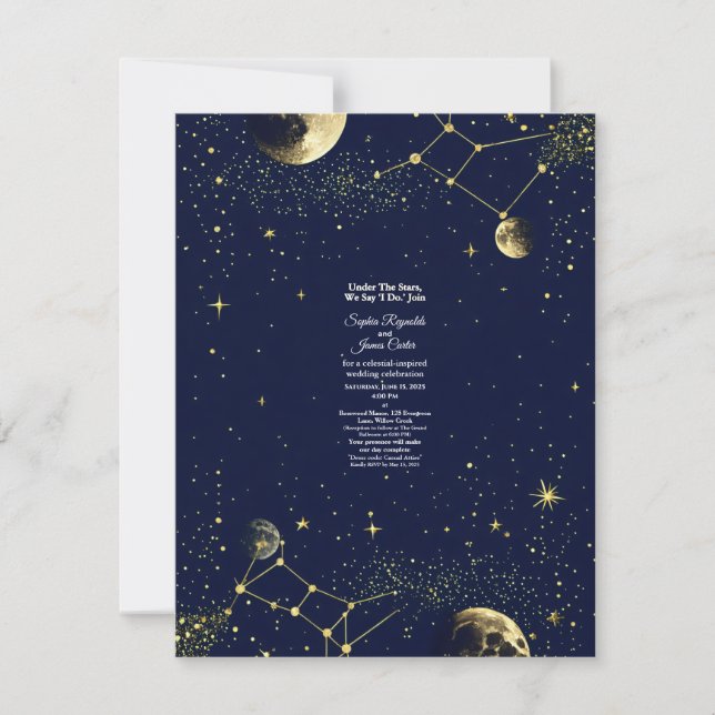 Astrology & Starry Night Theme | Celestial Wedding RSVP Card (Front)