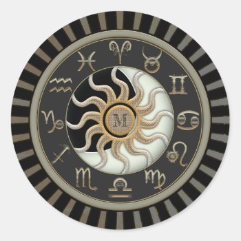 Astrology Sun And Moon Design Classic Round Sticker by EarthMagickGifts at Zazzle