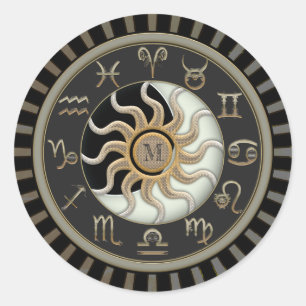 Astrology Sun and Moon Design Classic Round Sticker