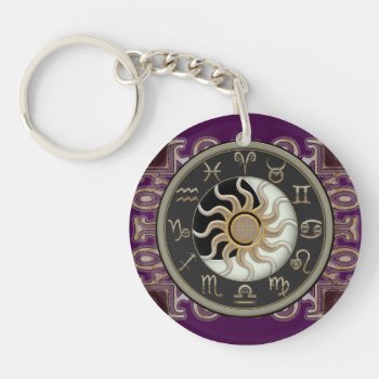 Astrology Sun And Moon Personalized Keychain by EarthMagickGifts at Zazzle