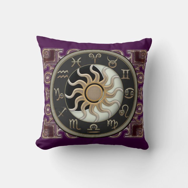 Astrology Sun and Moon Throw Pillow (Front)