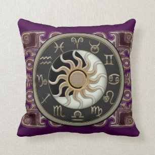 Astrology Sun and Moon Throw Pillow
