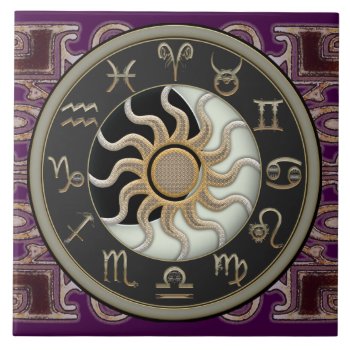Astrology Sun And Moon Tile by EarthMagickGifts at Zazzle