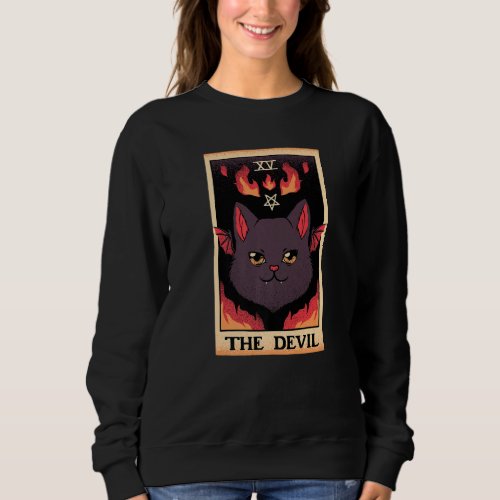 Astrology The Devil Cat Tarot Card Reader Esoteric Sweatshirt