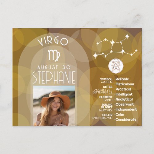 Astrology Virgo Zodiac Sign Photo Custom Birthdate Postcard