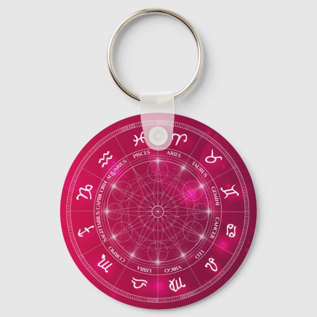 Astrology wheel Star signs Keychain (Front)