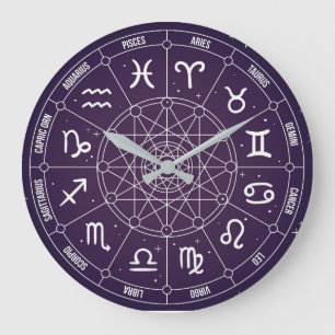 Astrology wheel Star signs Large Clock