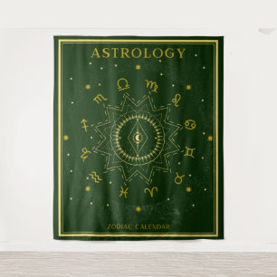 Astrology Zodiac Calendar - Green Tapestry