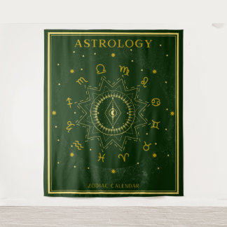 Astrology Zodiac Calendar - Green Tapestry