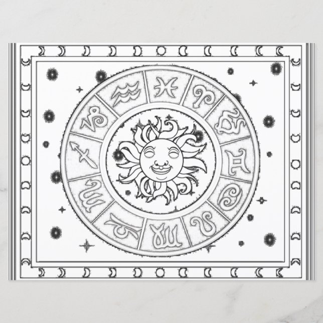 Astrology Zodiac Coloring Page (Front)