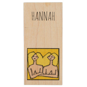 Astrology Zodiac Gemini Sign Birthday WUSBFD Wood Flash Drive