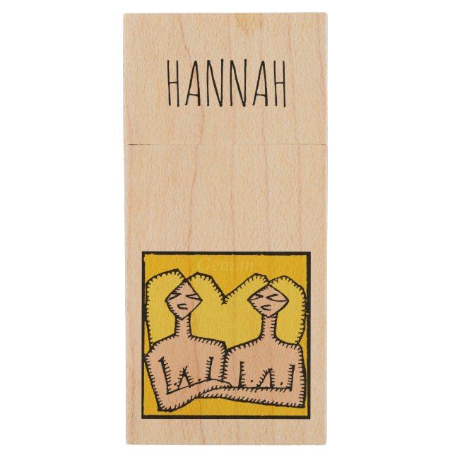 Astrology Zodiac Gemini Sign Birthday WUSBFD Wood Flash Drive (Front Vertical)