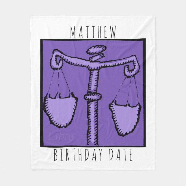 Astrology Zodiac Libra Sign Birthday name Bkt Fleece Blanket (Front)
