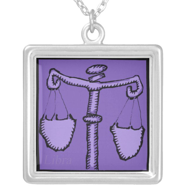 Astrology Zodiac Libra Sign Birthday Necklace (Front)