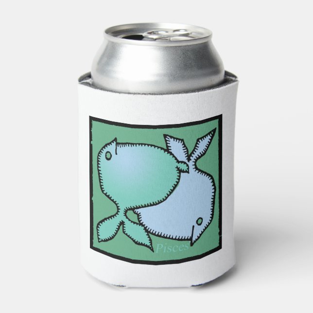 Astrology Zodiac Pisces Sign Birthday Can Cooler (Can Front)
