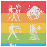 Astrology Zodiac Rainbow Print Pattern Fabric