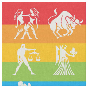 Astrology Zodiac Rainbow Print Pattern Fabric