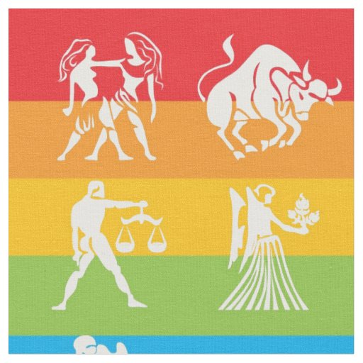 Astrology Zodiac Rainbow Print Pattern Fabric