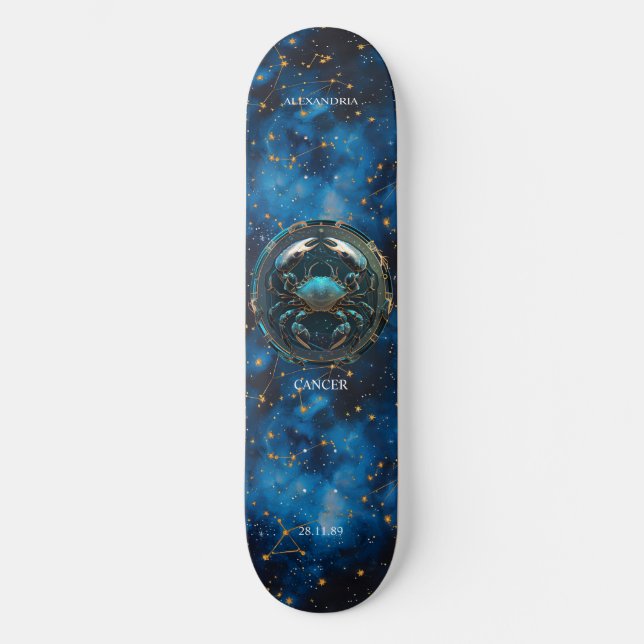Astrology Zodiac Sign Cancer Personalized Skateboa Skateboard (Front)