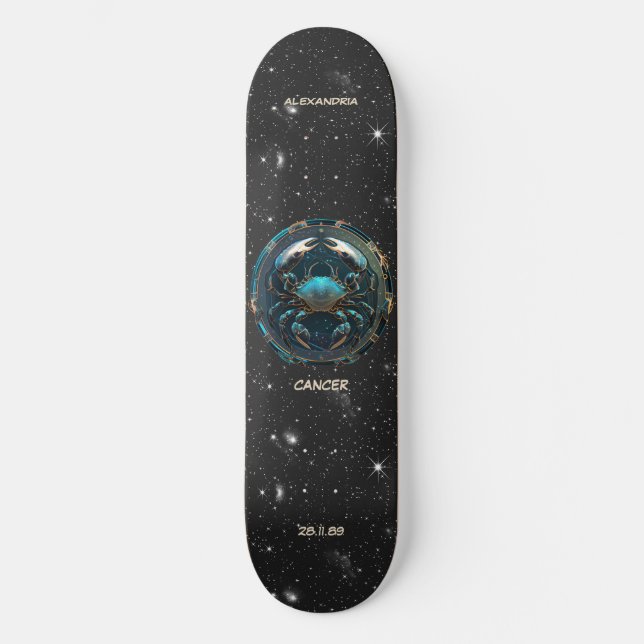 Astrology Zodiac Sign Cancer Personalized Skateboard (Front)