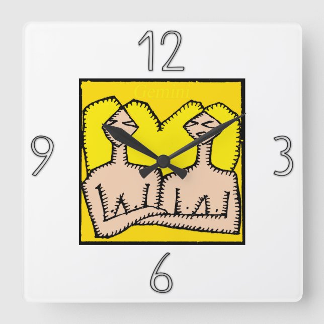 Astrology Zodiac Sign Gemini Wall Clock (Front)