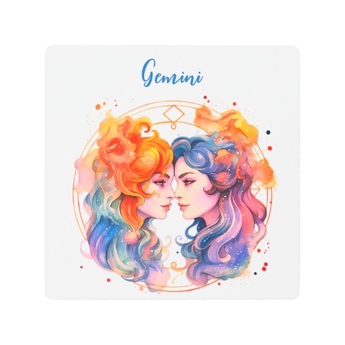 Astrology  zodiac sign of Gemini in watercolor 